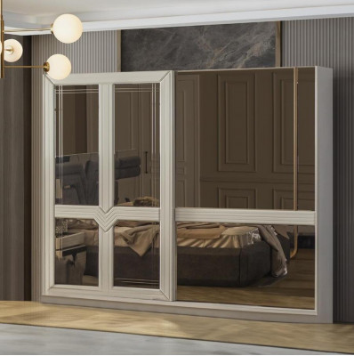 Kleiderschrank Holzschrank Schlafzimmerschrank Schrank Spiegel Weiß