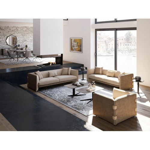 Luxus Wohnzimmer Garnitur 7tlg Polstermöbel Dreisitzer Sofas Textil Sessel Neu