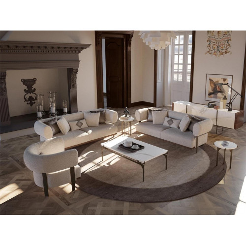 Wohnzimmer Luxus Modern 2x Sofa Zweisitzer Polster Textil Design Einrichtung