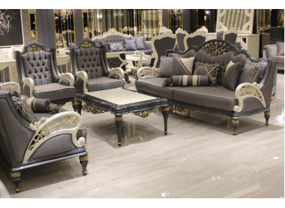 Komplett Sofagarnitur 3311+ Couchtisch Klassisch Set Chesterfield Relax Sessel