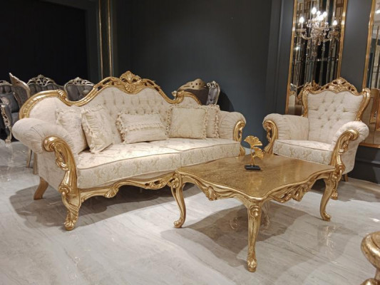 Sofagarnitur 3+3+1 Sitzer Chesterfield Barock Stil Garnitur Set 3tlg. Sofa 
