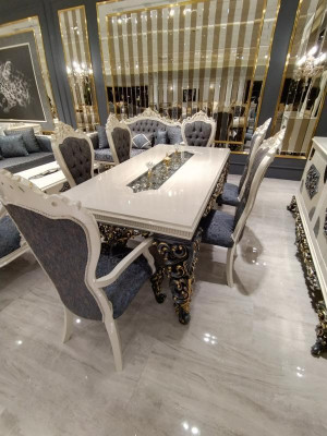 Luxuriöses Esszimmer Set mit Esstisch, 6 Stühlen und stilvoller eleganz
