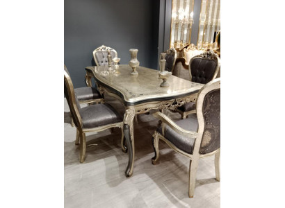 Designer Esszimmer Möbel Esstisch aus Holz Tisch Gold Platz für 6 Personen