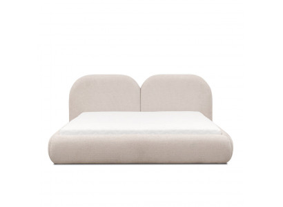 Beiges Schlafzimmer Doppelbett RundesTextil Kopfteil Polsterbetten Neu