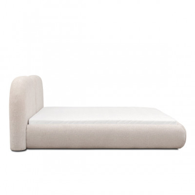 Beiges Schlafzimmer Doppelbett RundesTextil Kopfteil Polsterbetten Neu