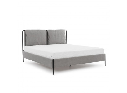 Modernes Schlafzimmer Bett Graues Doppelbett Metallgestell Textilbetten