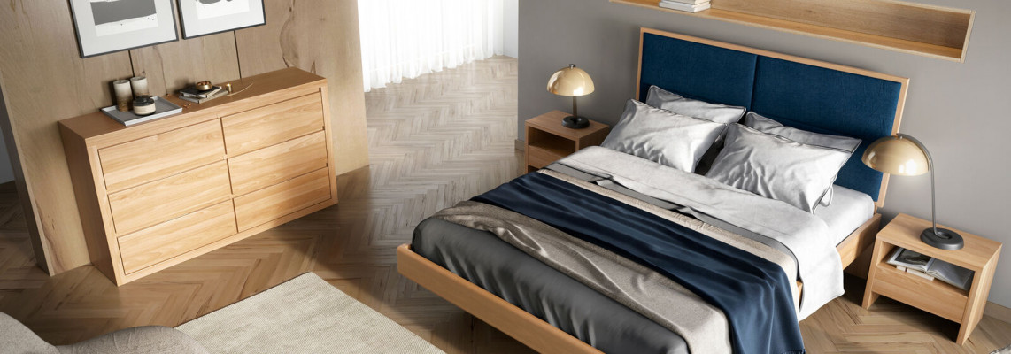 Schlafzimmer Möbel 3tlg. Set Bett Massivholz Nachttische 2x Betten Echtes Holz