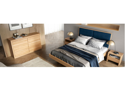 Schlafzimmer Möbel 3tlg. Set Bett Massivholz Nachttische 2x Betten Echtes Holz