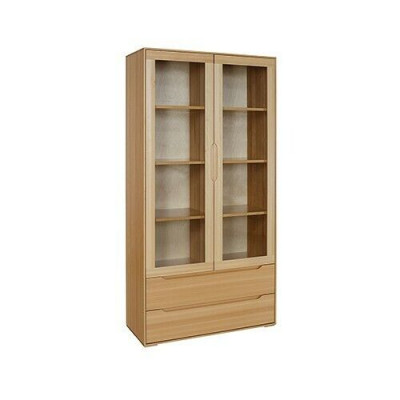 Klassischer Vitrinen Schrank Vitrine Handarbeit Vollholz Schrank Holz Schränke