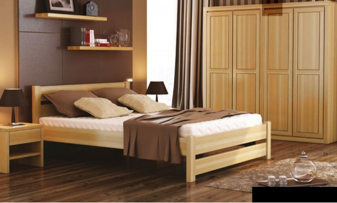 Schlafzimmer 3tlg. Set Bett Nachttische 2x Betten Echtes Holz Massivholz