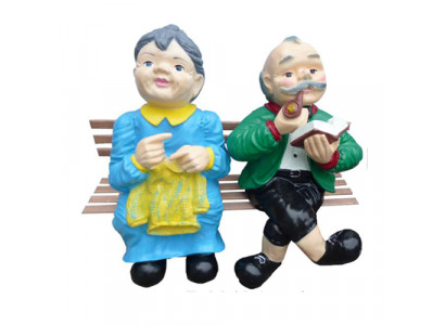 Deko Figur Statue Skulptur 64cm Figuren Statuen Skulpturen Rentner Paar Garten