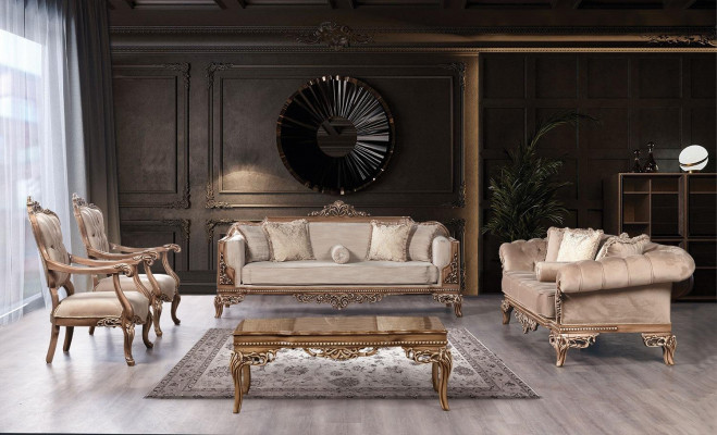 Modern Dreisitzer Couch Polster Möbel Sofa Barock Rokoko Sofas Couchen Samt