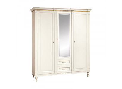 Klassischer Schrank Kleiderschrank Massiv Landhaus Großer Spiegelschrank FL-D3