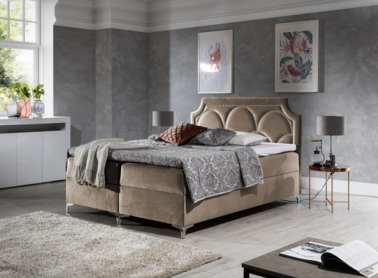 Doppel Hotel Polsterbett Bett Schlafzimmer Betten Boxspringbett Textil Design