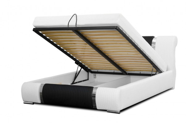 Bett Bettrahmen Doppelbett Betten Ehebett Polsterbett Chromleiste Möbwel Weiß