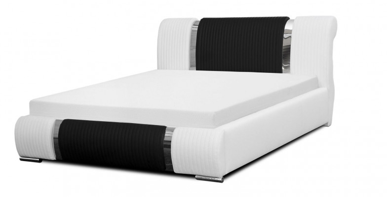 Bett Bettrahmen Doppelbett Betten Ehebett Polsterbett Chromleiste Möbwel Weiß