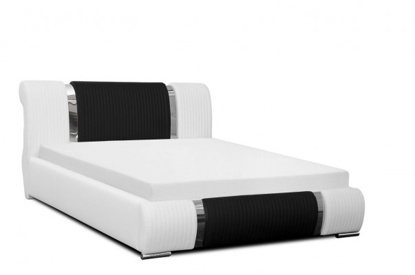 Bett Bettrahmen Doppelbett Betten Ehebett Polsterbett Chromleiste Möbwel Weiß