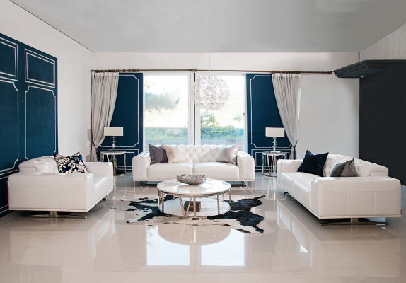 Chesterfield Sofagarnitur Sofa Couch Polster Set Leder 3+2+1 Sitzer Ledersofa