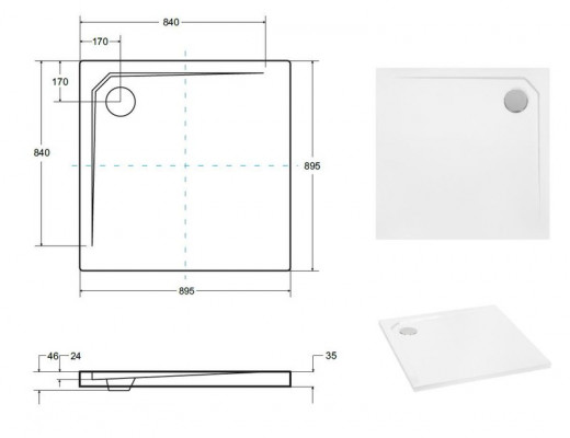 Duschwanne Duschtasse Dusche Acrylwanne Brausewanne Flach