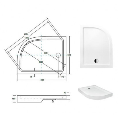 Duschwanne Duschtasse flach Acryl Dusche Design Brausewanne Wanne