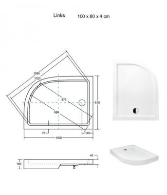 Duschwanne Duschtasse flach Acryl Dusche Design Brausewanne Wanne