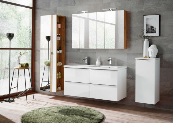 Design Badezimmer Möbel Bad 6 tlg. Set Garnitur Schrank Deko Waschbecken