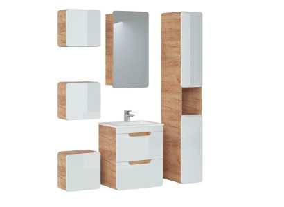 Design Badezimmer Möbel Bad 6tlg. Set Garnitur Deko Schrank Waschbecken