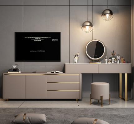 Schminktisch mit RTV Schubladen Spiegel Luxus Konsole Schlafzimmer