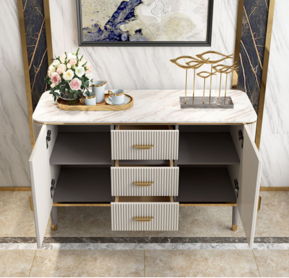 Design Möbel Luxus Kommoden Sideboard Wohnzimmer Moderne Grau Holz Neu