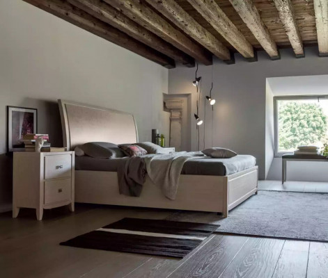 Bett 2x Nachttische Luxus Komplettes Schlafzimmer Set Möbel grau 3tlg