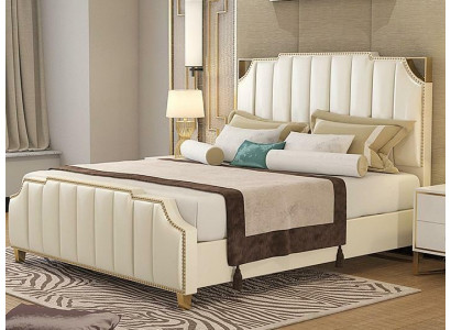 Design Doppelbett Bett Hotel Luxus Schlafzimmer 180x200cm Leder Betten Polster