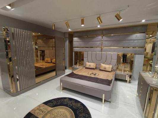 Design Schlafzimmer 3tlg. Bett 2x Nachttische Modern Luxus Betten Set Möbel Neu
