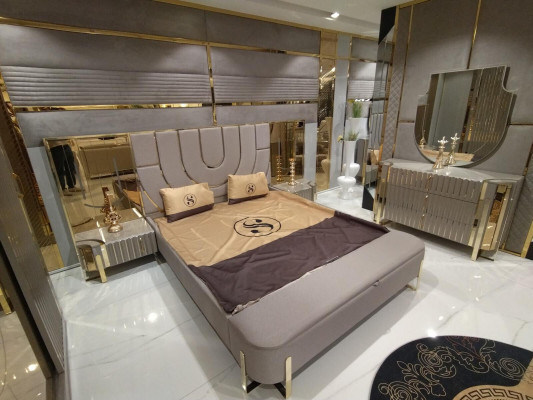 Design Schlafzimmer 3tlg. Bett 2x Nachttische Modern Luxus Betten Set Möbel Neu