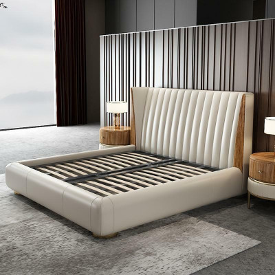 Designer Italienische Möbel Bett Doppel Schlazimmer 150x200cm Betten Leder Neu