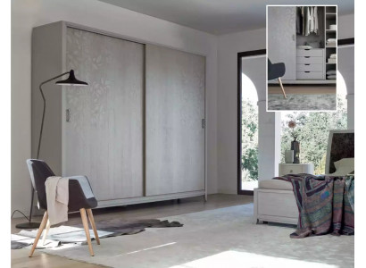 Schlafzimmer Kleiderschrank Material Holz Schrank grau Modern neu