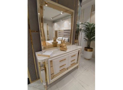 Schlafzimmer Komplettes Holz Kommode mit Spiegel Modern Möbel 2tlg. Neu