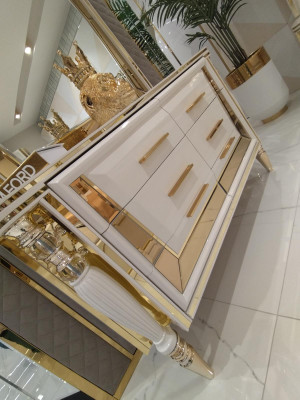 Schlafzimmer Komplettes Holz Kommode mit Spiegel Modern Möbel 2tlg. Neu