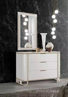 Schlafzimmer Set Kommode Spiegel Neu Luxus Komplettes neu Weiß 2tlg