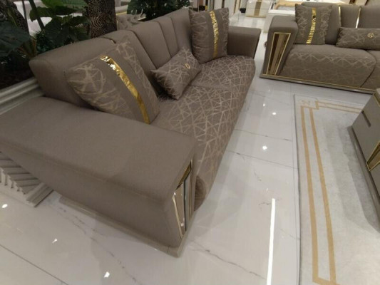 Modern Sofagarnitur 3+3+1 Sitzer Sessel Textil 3 Sit Sofa 3tlg. Set Design Neu