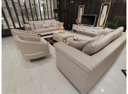 Modern Sofagarnitur 3+3+1+1 Sitzer + Couchtisch Sofa Sessel Luxus Set 5tlg. Neu