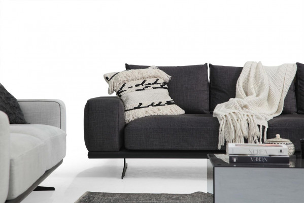 Sofagarnitur Ecksofa L-Form Zweisitzer Sitzer Sessel Stoff Grau 3tlg