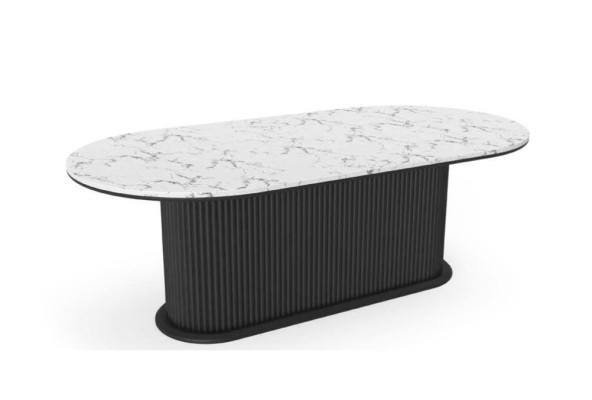 Esstisch Holz Esszimmertisch modern schwarz ovaler Tisch Möbel Modern Neu 