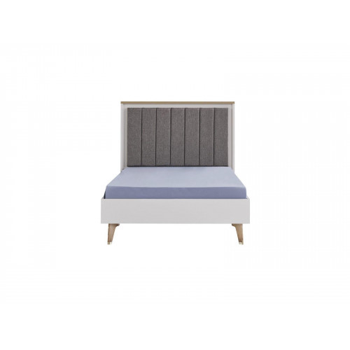 Bettrahmen Kinderzimmer Kinderbett 100 cm Jugendbett Holz Grau Stoff