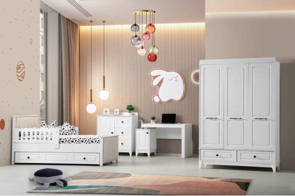Modern Komplett Jugendzimmer Luxus Kinderzimmer Set 4tlg Weiß Farbe neu Entfernung