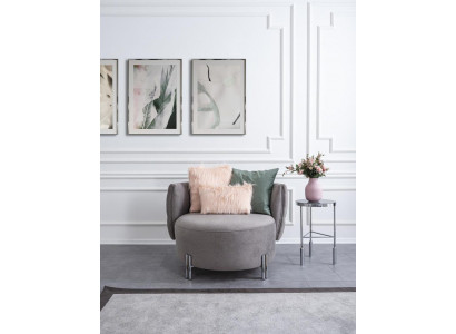 Grauer Polster Sessel Wohnzimmer Einsitzer Textil Sessel Lounge Möbel