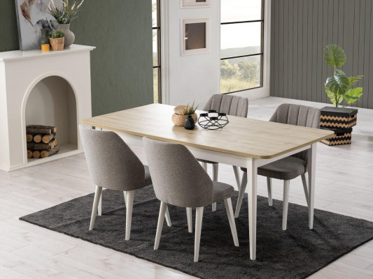 Essgruppe Garnitur Esszimmer Esstisch Set 7tlg Esszimmer Weiß Holz