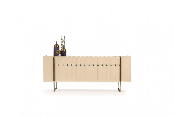 Beige Holz Anrichte Designer Kommode Sideboard Holzschrank Luxus Möbel