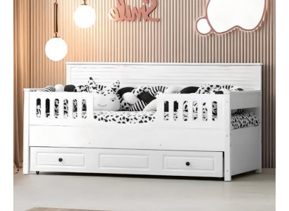 Bett Kinderbett Holzbett Funktionsbett Ausziehbares Holz Weiß Neu