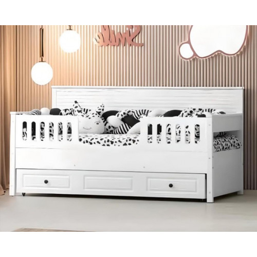 Bett Kinderbett Holzbett Funktionsbett Ausziehbares Holz Weiß Neu