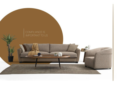 Sofagarnitur 41 Sitzer Sessel Viersitzer Modern Stoff Beige Set Design